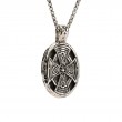 Sterling Silver Oxidized XL Celtic Cross Oval Pendant-1