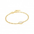 Compass Emblem Gold Figaro Chain Bracelet-1