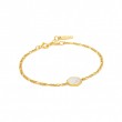 Compass Emblem Gold Figaro Chain Bracelet