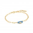 Neon Blue Enamel Carabiner Gold Bracelet-1