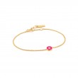 Neon Pink Enamel Disc Gold Bracelet