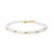 Gold Freshwater Pearl and White Cubic Zirconia Bezel Set Bracelet-1