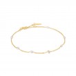 14KT GOLD PEARL AND WHITE SAPPHIRE BRACELET