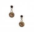 Sterling Silver Oxidized Bronze Onyx Dragon Spirit Coin Earrings-1