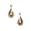 Sterling Silver Oxidized Bronze with Black CZ Dragon Post Earrings-1