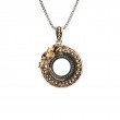 Sterling Silver Bronze with Black CZ Large Dragon Pendant with Beaded Bail-1