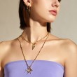 Gold Link Charm Chain Connector Necklace-3