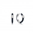 NAVY BLUE ENAMEL CARABINER SILVER HUGGIE HOOP EARRINGS-1