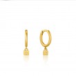 Gold Padlock Huggie Hoop Earrings
