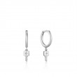 Silver Key Huggie Hoop Earrings-1