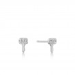 Silver Key Sparkle Stud Earrings