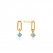 GOLD TURQUOISE LINK STUD EARRINGS-1