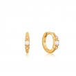 GOLD MOTHER OF PEARL AND KYOTO OPAL HUGGIE HOOP EARRINGS-1