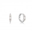 SILVER MOTHER OF PEARL AND KYOTO OPAL HUGGIE HOOP EARRINGS-1
