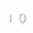 SILVER MOTHER OF PEARL AND KYOTO OPAL HUGGIE HOOP EARRINGS