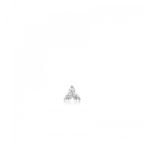 SILVER TRIO SPARKLE BARBELL SINGLE EARRING