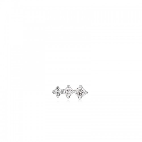 SILVER SPARKLE CRAWLER BARBELL SINGLE EARRING