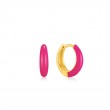 Neon Pink Enamel Gold Sleek Huggie Hoop Earrings-1
