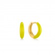 Neon Yellow Enamel Gold Sleek Huggie Hoop Earrings
