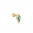 TEAL SPARKLE EMBLEM SINGLE BARBELL EARRING-1