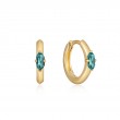 TEAL SPARKLE EMBLEM HUGGIE HOOP EARRINGS-1