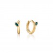 MALACHITE EMBLEM HUGGIE HOOP EARRINGS-1