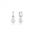 Pearl Drop Sparkle Huggie Hoop Earrings 