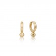 Gold Orb Drop Huggie Hoop Earrings