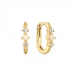 Gold Kyoto Opal Oval Huggie Hoop Earrings