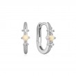 Silver Kyoto Opal Oval Huggie Hoop Earrings