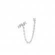 Silver Celestial Drop Chain Barbell Single Earring