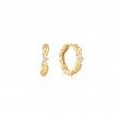 Gold Twisted Wave Huggie Hoop Earrings-1