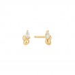 Gold Twisted Wave Stud Earrings-1