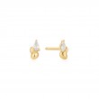 Gold Twisted Wave Stud Earrings