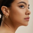 Gold Twisted Wave Thick Hoop Earrings-3