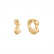 Gold Twisted Wave Thick Hoop Earrings-1