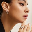 Silver Twisted Wave Thick Hoop Earrings-3