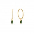 14KT Gold White Sapphire Drop Mini  Wave Hoop Earrings