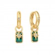 Gold North Star Charm Huggie Hoop Earrings-1