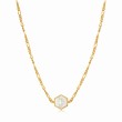 Compass Emblem Gold Figaro Chain Necklace