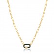 FOREST GREEN ENAMEL CARABINER GOLD NECKLACE-1