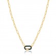 FOREST GREEN ENAMEL CARABINER GOLD NECKLACE