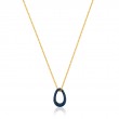 NAVY BLUE ENAMEL GOLD TWISTED PENDANT NECKLACE-1