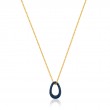 NAVY BLUE ENAMEL GOLD TWISTED PENDANT NECKLACE