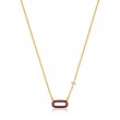 CLARET RED ENAMEL GOLD LINK NECKLACE