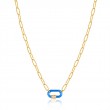 Neon Blue Enamel Carabiner Gold Necklace-1