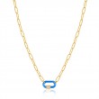 Neon Blue Enamel Carabiner Gold Necklace