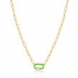 Neon Green Enamel Carabiner Gold Necklace-1