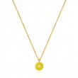 Neon Yellow Enamel Disc Gold Necklace
