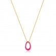 Neon Pink Enamel Gold Twisted Pendant Necklace-1